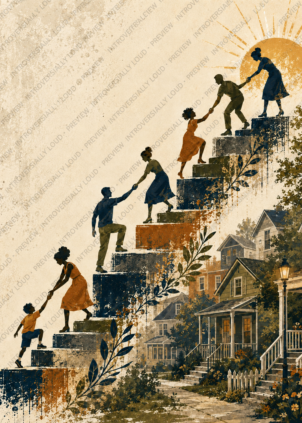 Watermarked preview of Our Journey Home printable art in 5 by 7 format